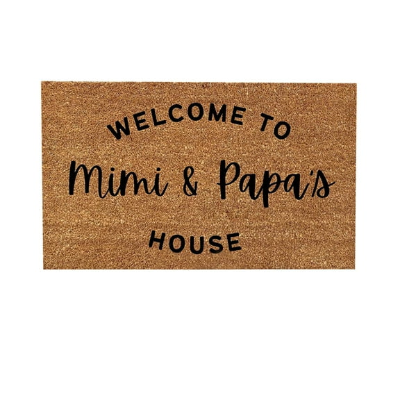Welcome To Mimi And Papa's Funny Cute Doormat for Front Entryway and Home