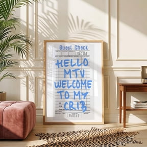 Welcome To My Crib Blue Entryway Sign Guest Check Wall Decor Unframed Paper Print