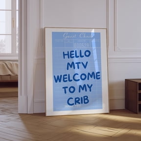 Welcome To My Crib Blue Preppy Unframed Paper Print