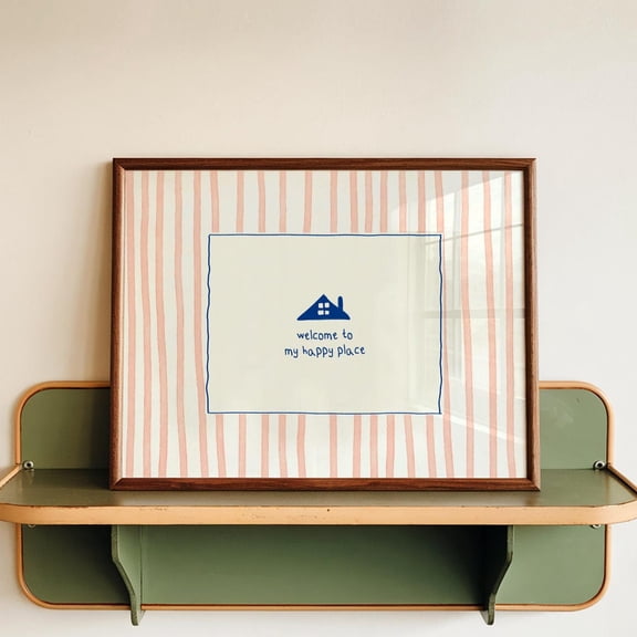 Welcome To My Happy Place Striped Wall Decor