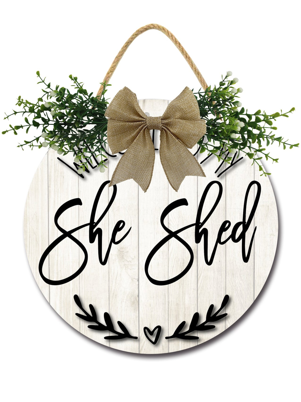 Welcome To My She Shed Sign Front for Door Decoration, 12 in Round Wood ...