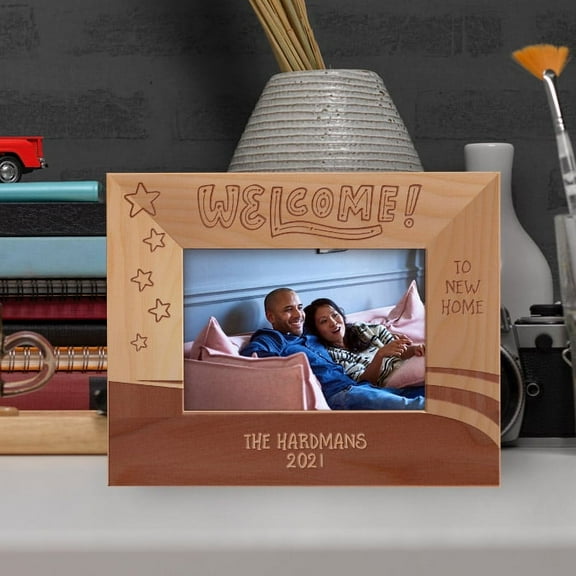 Welcome To New Home Personalized Wooden Frame-5" x 3 1/2" Brown Horizontal