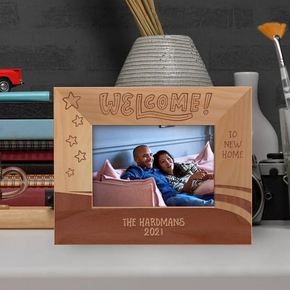 Welcome To New Home Personalized Wooden Frame-5" x 3 1/2" Brown Horizontal