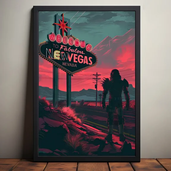 Welcome To New Vegas Poster Fallout Game Art Print Mojave Wasteland Neon Sign Home Decor Office Wall Art