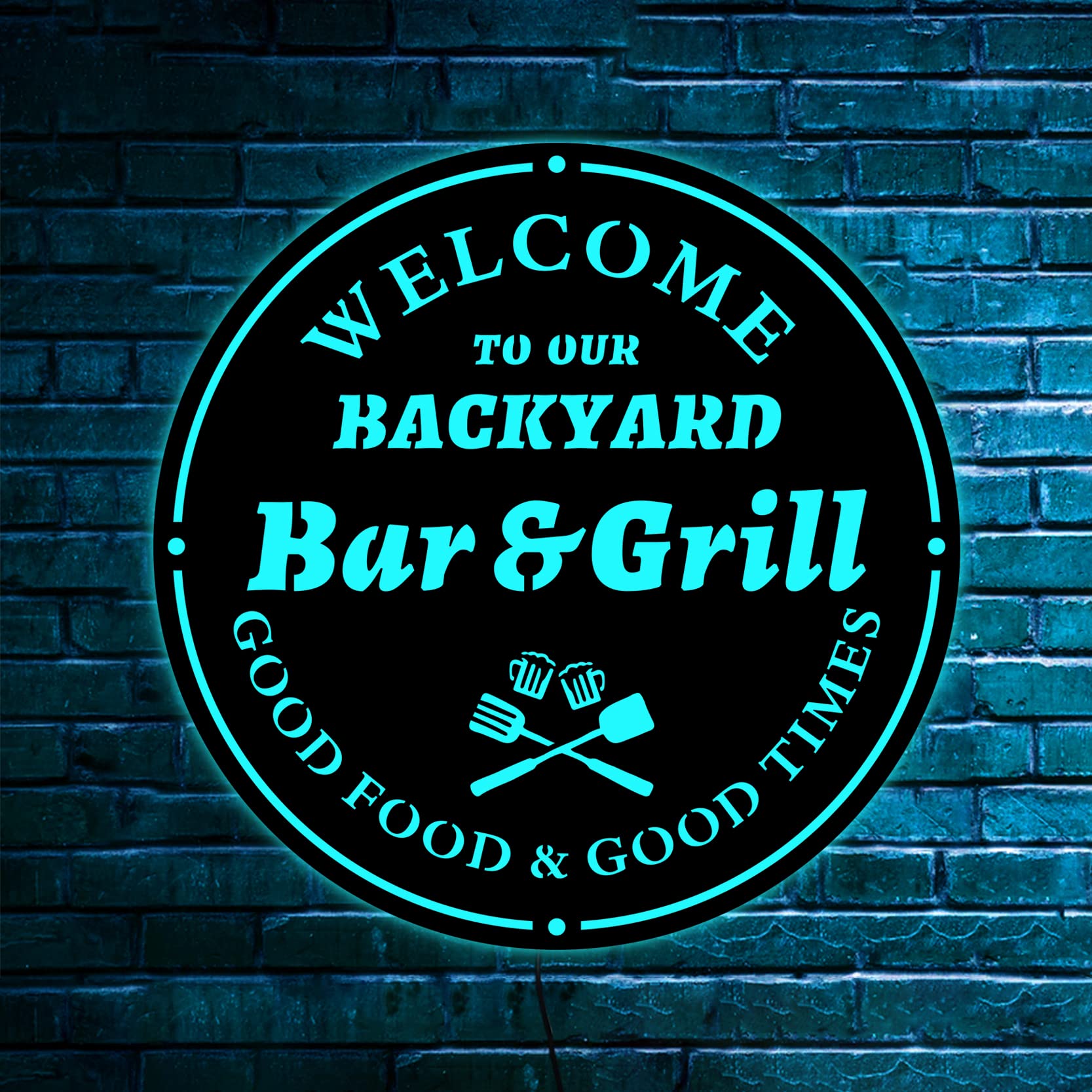 Welcome To Our Backyard Bar And Grill Signs, Neon Bar Sign, BBQ Sign ...