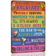 thumbnail image 1 of Welcome To Our Backyard Metal Tin Sign Vintage Patio Wall Art Decor Outdoor Retro Sign For Bar Pub Porch Deck Poolside Summer Decorations 8x12 Inch, 1 of 6