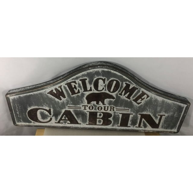 To Our Cabin Embossed Metal Wall Decor Lodge Log Cabin Rustic