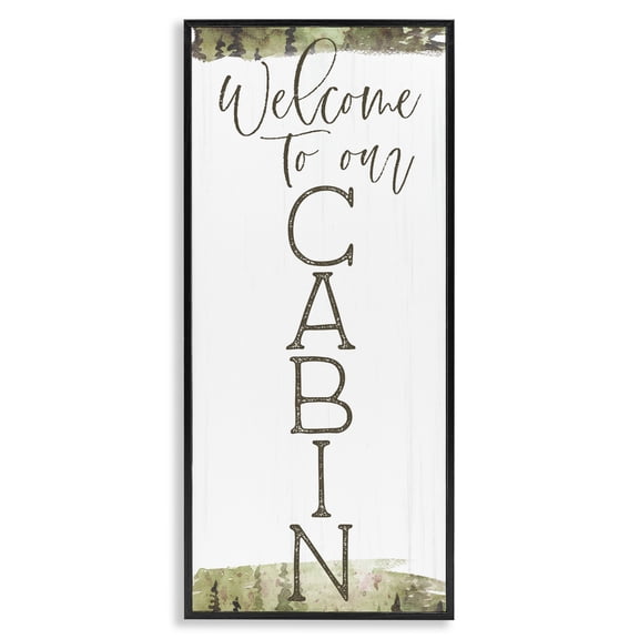 Stupell Industries Welcome To Our Cabin Green Black Framed Giclee Art, design by Lux + Me Designs, 24 x 10