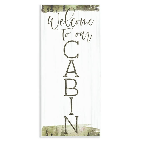 Stupell Industries Welcome To Our Cabin Green Wall Plaque Art, design by Lux + Me Designs, 17 x 7