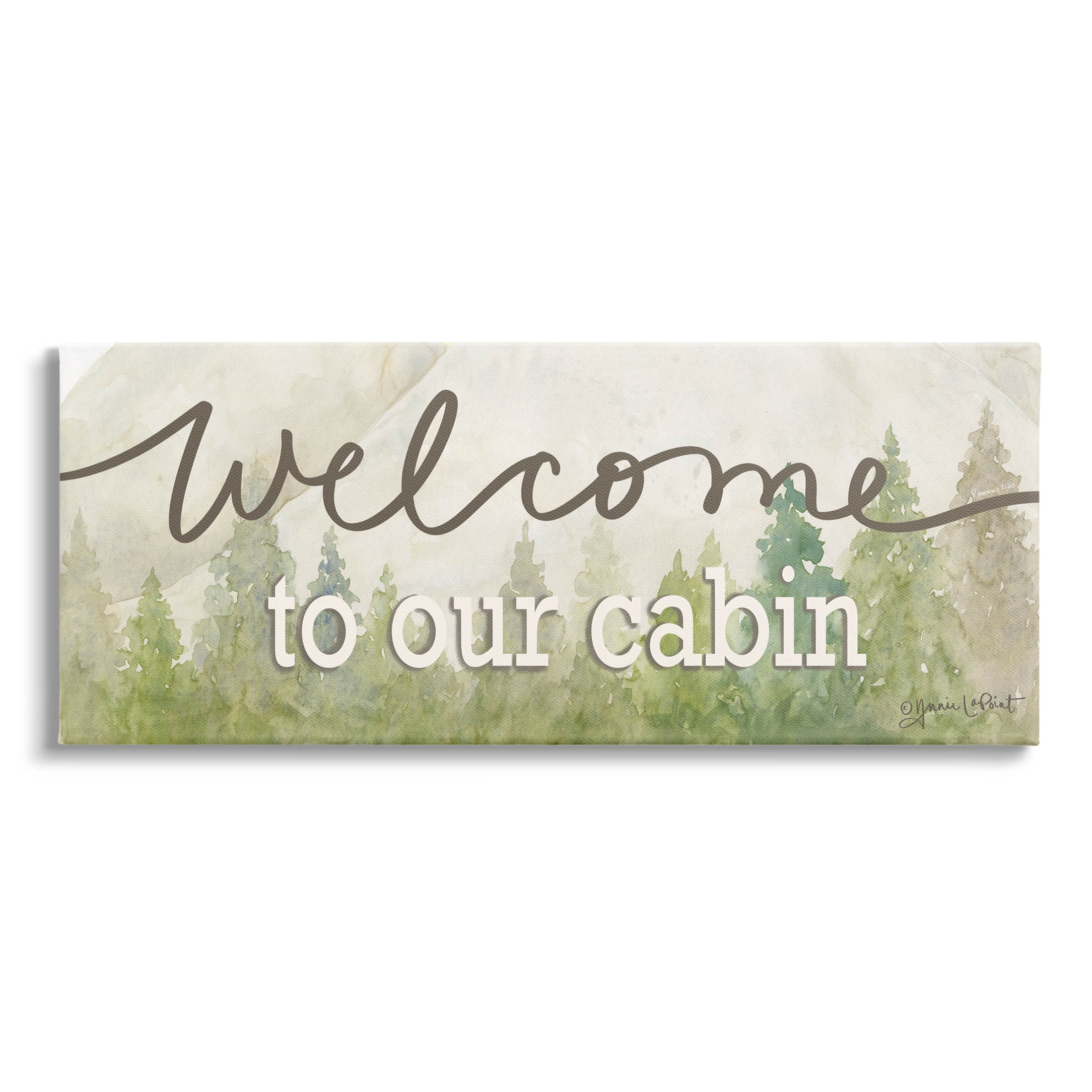 Welcome To Our Cabin Tree Sign Typography Graphic Art Gallery Wrapped Canvas Print Wall Art