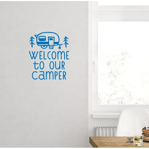 Welcome To Our Camper RV Accessory Decals Wall Decor Vinyl Art Stickers 10x12-Inch Traffic Blue