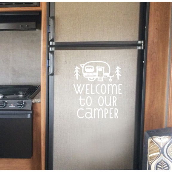 Welcome To Our Camper RV Accessory Decals Wall Decor Vinyl Art Stickers 10x12-Inch White