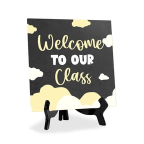 Welcome To Our Class 5"x 5" Square Table Sign With Acrylic Easel | Classroom Dcor