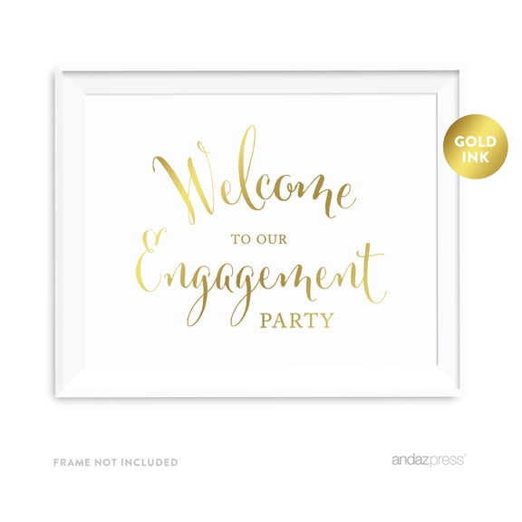 Welcome To Our Engagement Party Metallic Gold Wedding Party Signs
