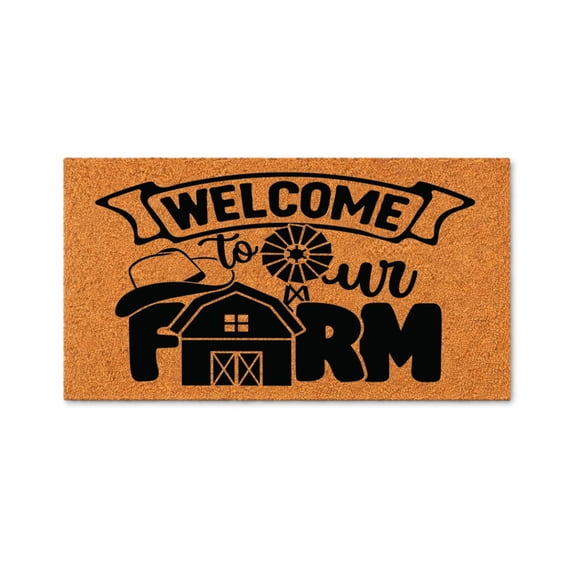 Welcome To Our Farm Doormat, Farmhouse Barn Windmill Welcome Mat, Outdoor Entryway Door Mat (16x24 inches) WoodByStu 5923