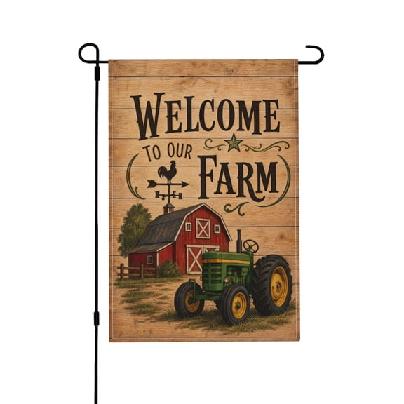 Welcome To Our Farm Rustic Western Barn Garden Flag For Yard Decor 12x18 in