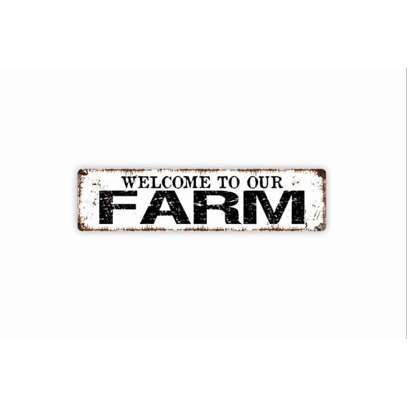 Welcome To Our Farm Sign - Farmhouse Ranch Rustic Street Metal Aluminum Sign or Door Name Plate Plaque - Size: 16 x 4 Inches