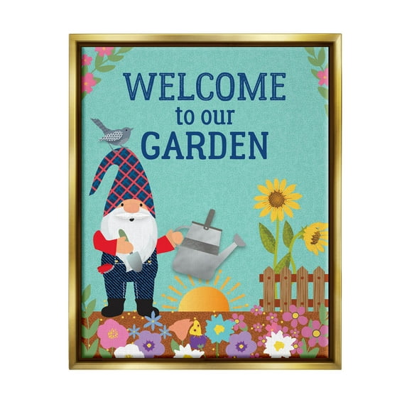 Welcome To Our Garden Phrase Fairy Tales & Fantasy Graphic Art Metallic Gold Framed Art Print Wall Art