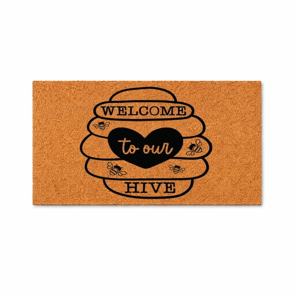 Welcome To Our Hive Doormat, Bee Hive Welcome Mat, Front Door Entry Rug, Cute Bee Decor, Housewarming Gift, Wedding Gift 4428 (24x48 inches) 4428