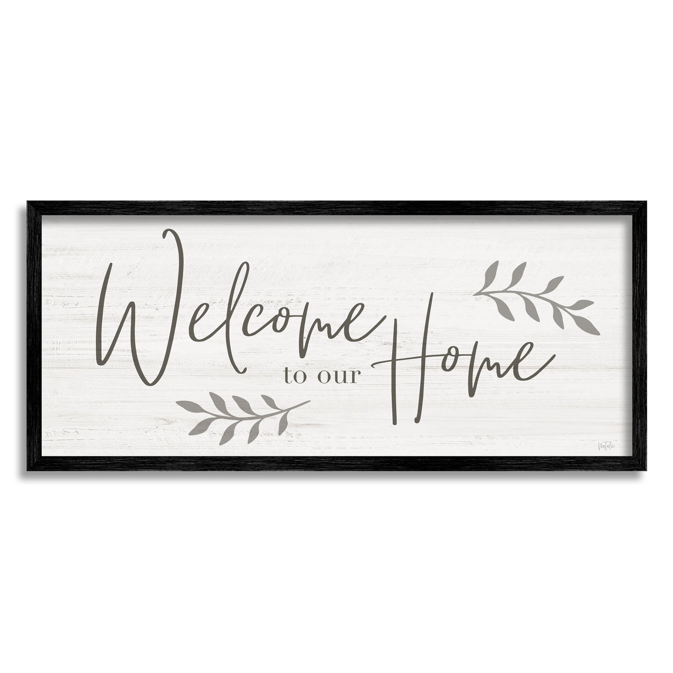 Welcome To Our Home Country Sign Typography Graphic Art Black Framed Art Print Wall Art