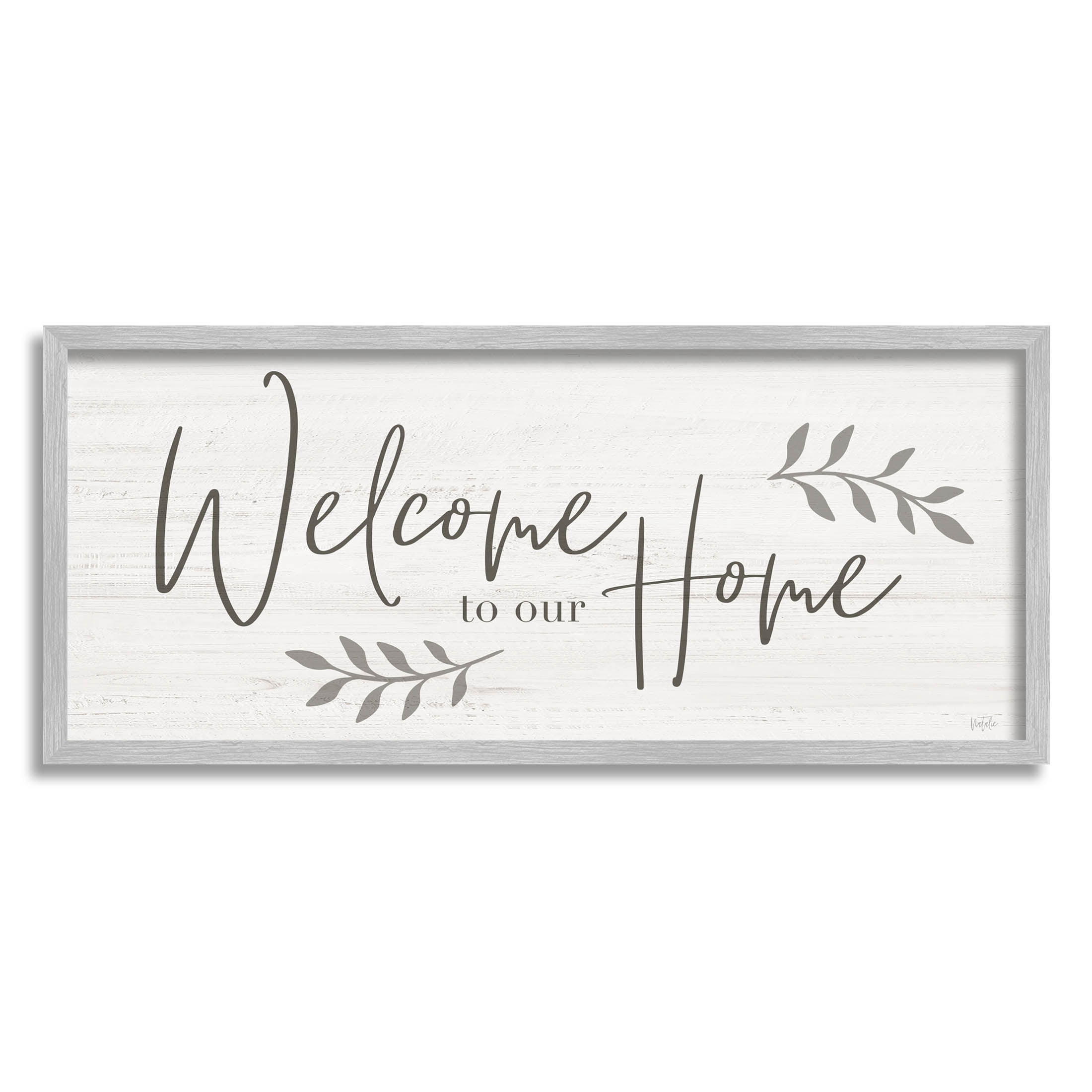 Welcome To Our Home Country Sign Typography Graphic Art Gray Framed Art Print Wall Art
