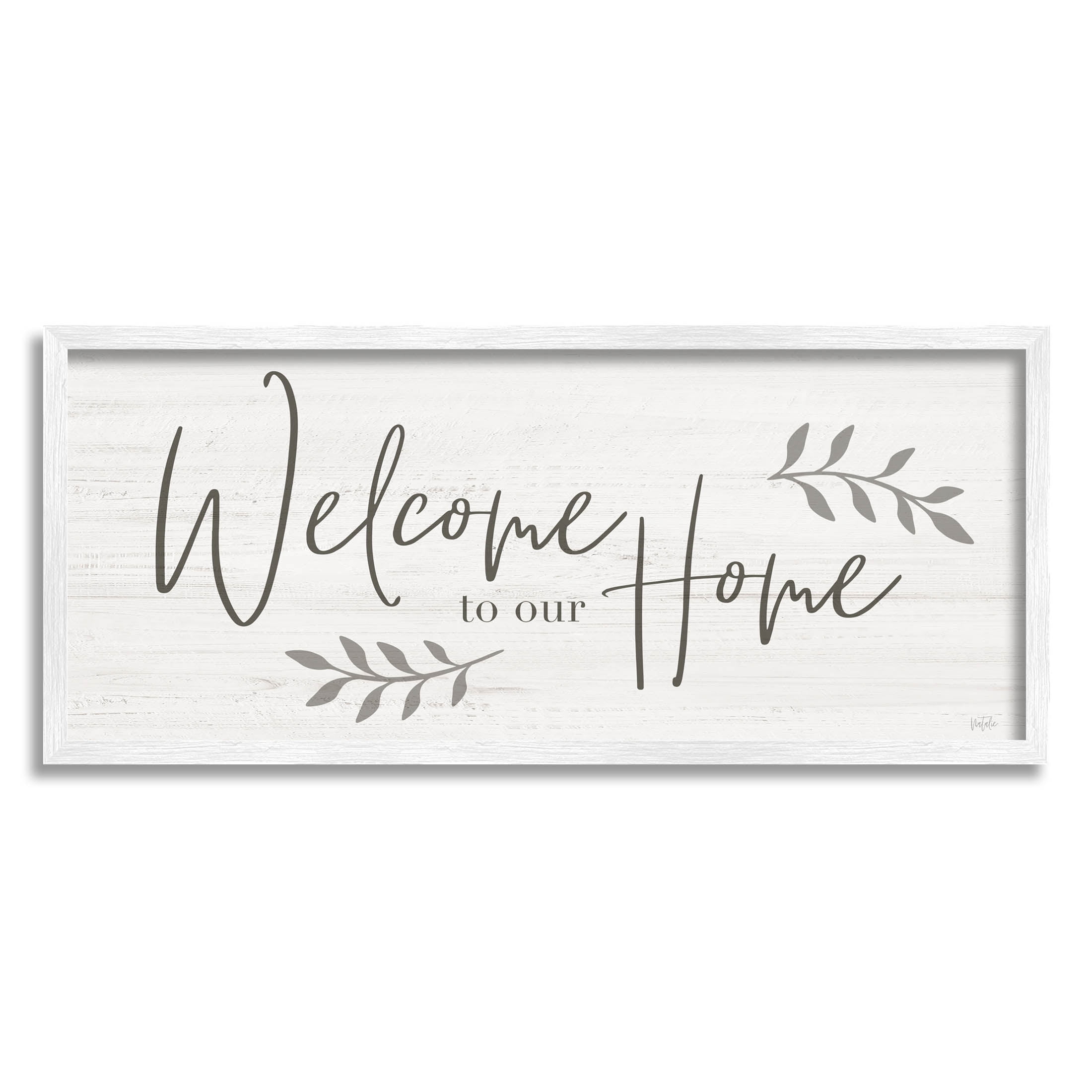 White Framed Rustic Wood Welcome Home Sign