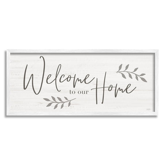Welcome To Our Home Country Sign Typography Graphic Art White Framed Art Print Wall Art