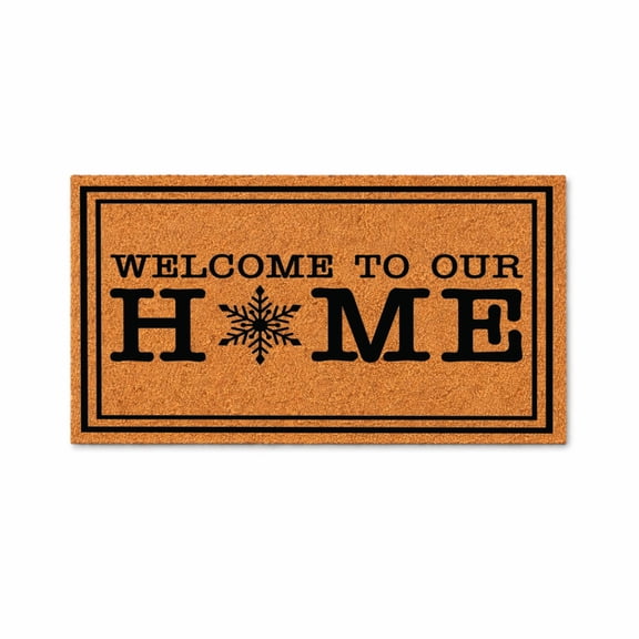 Welcome To Our Home Doormat, Snowflake Home Design, Outdoor Entryway Mat, Housewarming Gift, Winter Door Decor 4542 (36x72 inches) 4542