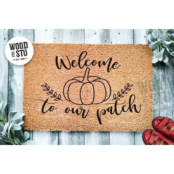 Welcome To Our Home Pumpkin Patch Door Mat | Rustic Fall Doormat | Welcome Mat Decor | Farmhouse Door Mat | Fall Autumn Gift | Home Doormat
