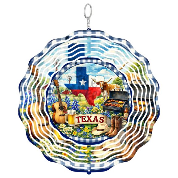 Welcome To Our Home Texas 3D Wind Spinner Stainless Steel State Pride Decor