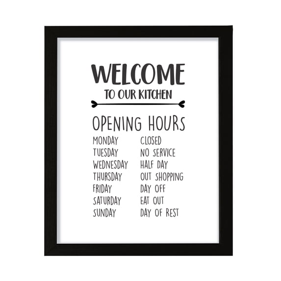 Welcome To Our Kitchen, 8 x 10 Black FRAMED Print Wall Art
