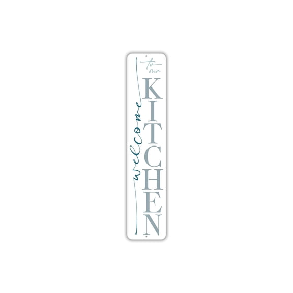 Welcome To Our Kitchen Aluminum Metal Decor Sign - 4x18 inches