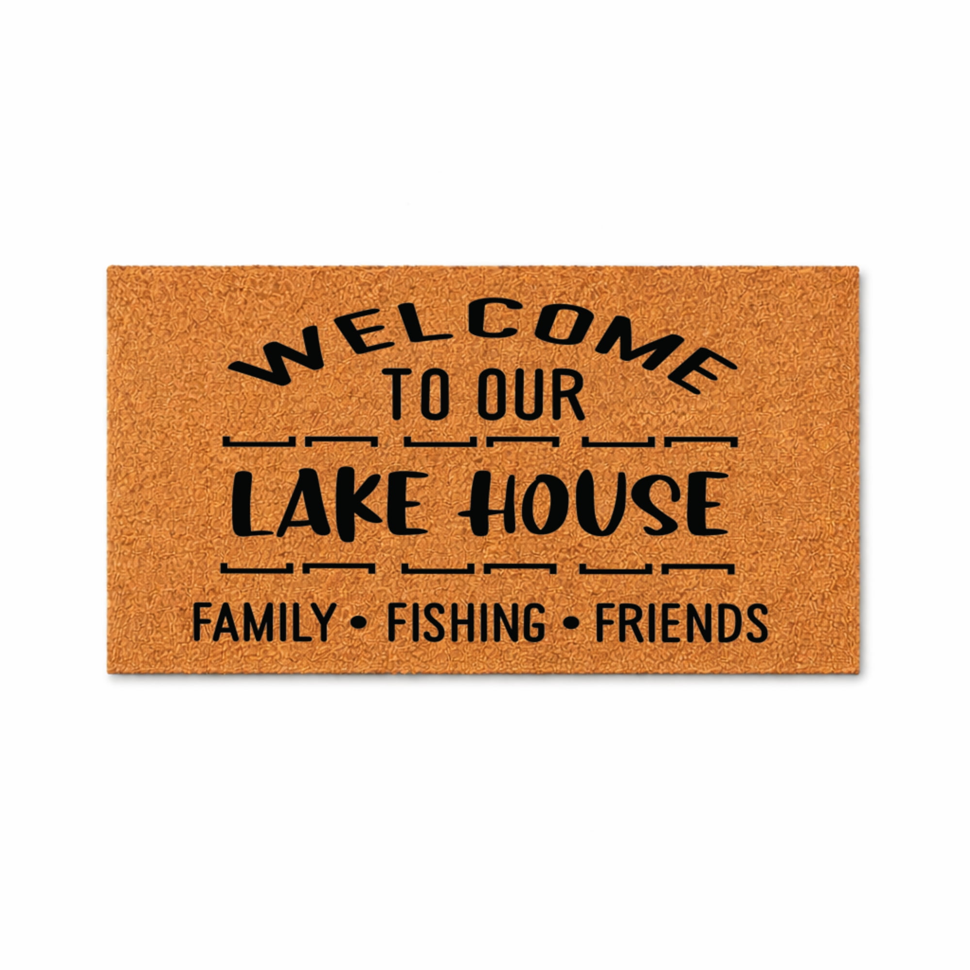 Welcome To Our Lake House Doormat, Family Fishing Friends Outdoor Entryway Mat (16x24 inches) WoodByStu 4453