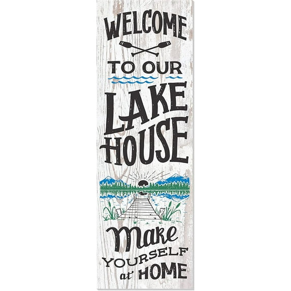 Welcome To Our Lake House Rustic Wood Farmhouse Wall Sign 6x18