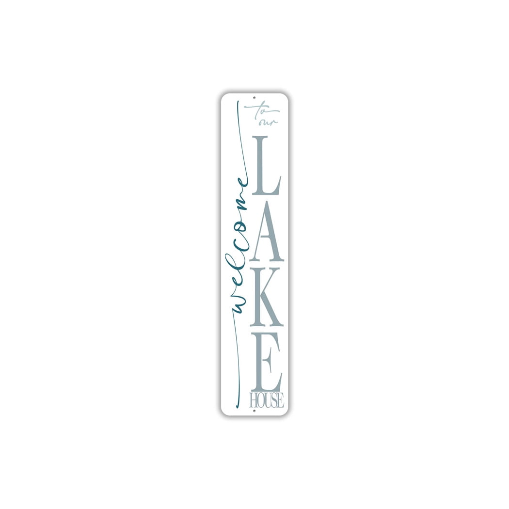 Welcome To Lake Personalized Aluminum Metal Sign – Red, Custom Name Decor