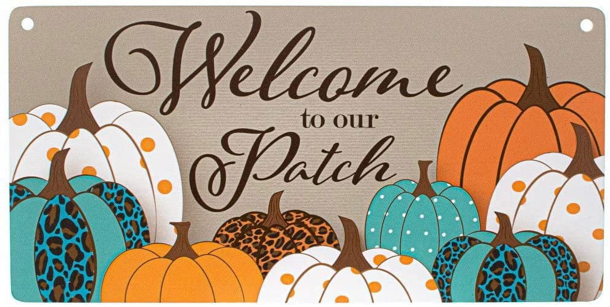 welcome-to-our-patch-sign-11-5-x-5-5-fancy-pumpkins-polka-dots-cheetah-print-wreath-home-kitchen-yard-front-door-decor-walmart-com for Welcome To Our Pumpkin Patch Free Printable Welcome To Our Patch Sign - 11.5