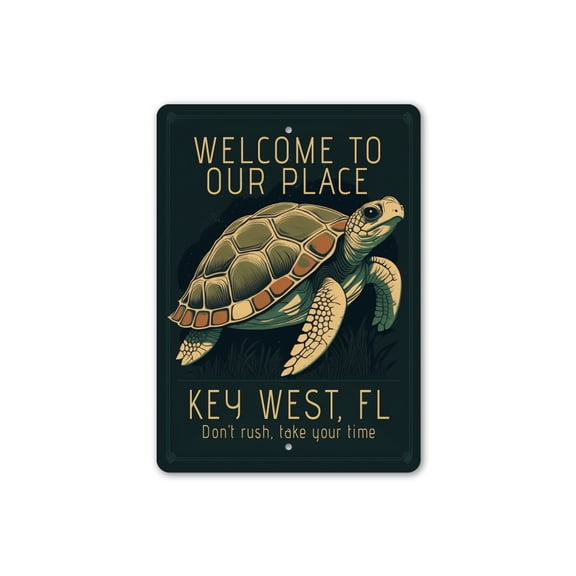 Welcome To Our Place Don't Rush Take Your Time Aluminum Metal Decor Sign - 10x14 inches