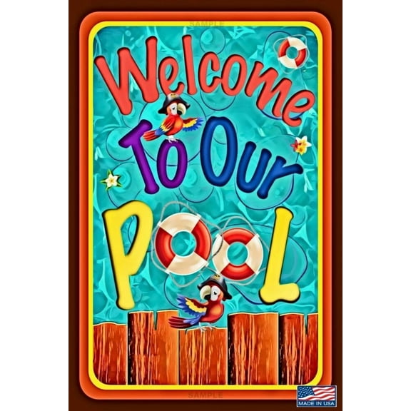Welcome To Our Pool 8"X12" Metal Sign Usa Made Tiki Bar Decor Margaritaville