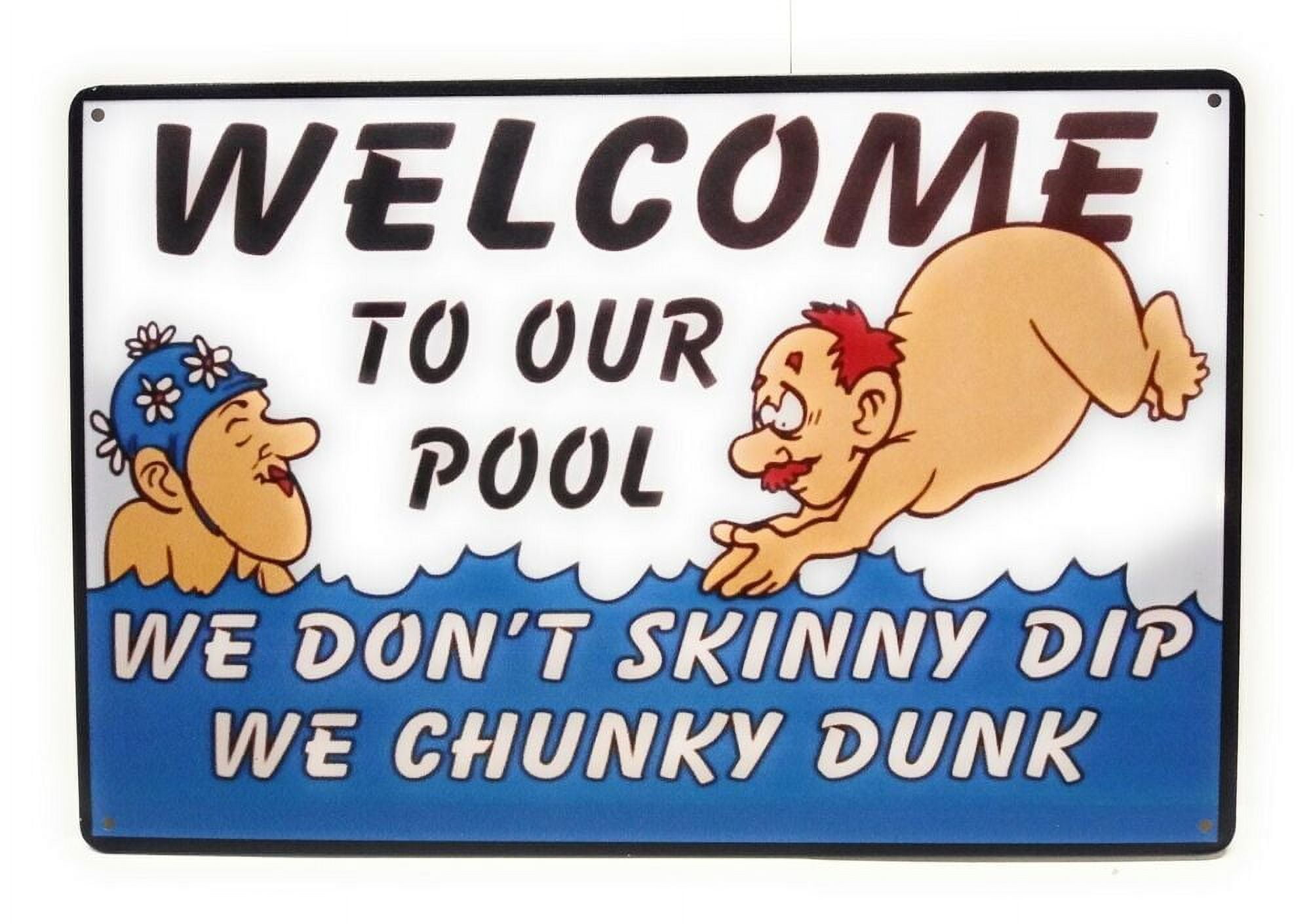 Holzschild 'We Don't Skinny Dip We Chunky Dunk' - Lustige Deko Für Pool & Whirlpool