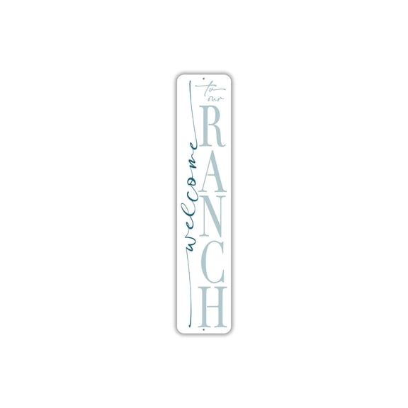 Welcome To Our Ranch Aluminum Metal Decor Sign - 4x18 inches