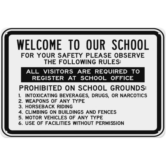 Welcome To Our School Sign 8"x12" - Aluminum Tin Warning for Home Outdoor Garden, Durable Decorative Decor for School