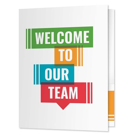 Welcome To Our Team Folders / 25 Colorful Employee Pocket Folders / 9" x 12" New Member Greeting Folder Pack / Made In The USA