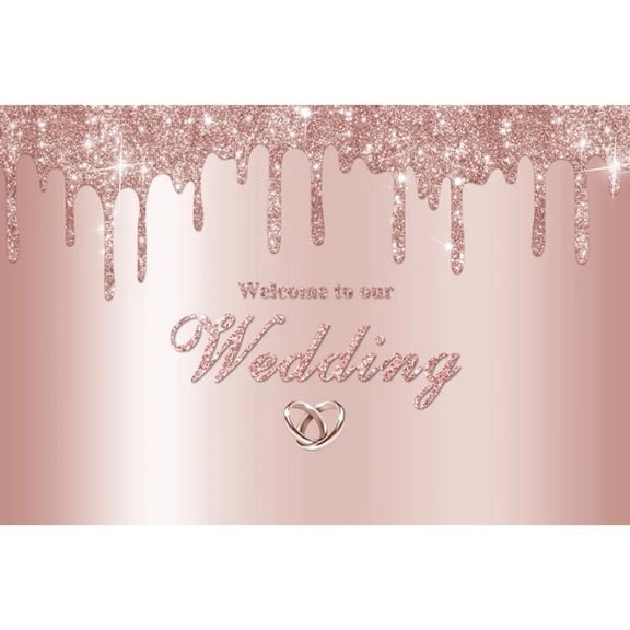 Welcome To Our Wedding Party Poster Stage Backdrop Glitter Silver Custom Wedding Photography Background Proposal Ring Diamonds
