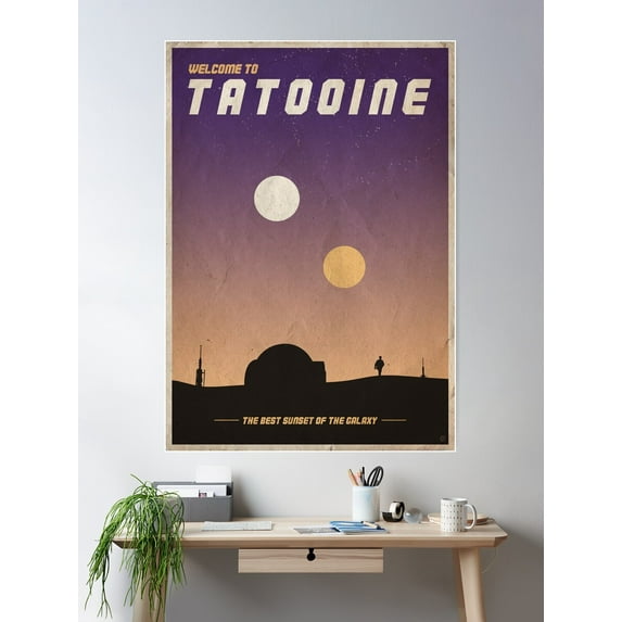 Welcome To Tatooine Vintage Poster Poster Wall Art, Modern Wall Decor For Living Room Bedroom, 24x36 UNFRAMED