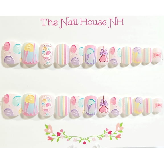 Welcome To The Candy Shoppe Matte Embossed Extra Short Squoval Press On Nails - 24 Pieces - Artificial Nail Kit