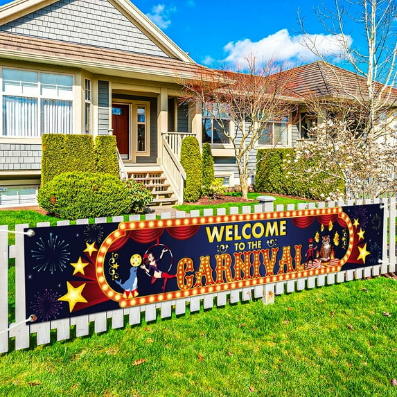 Welcome To The Carnival Banner Circus Party Supplies Decoration Birthday Backdrop Outdoor Event Carnival Signs Yard Lawn Banners