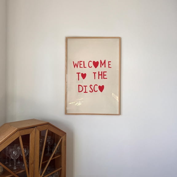 Welcome To The Disco Print Girly Apartment Decor Trendy Lettering Poster Dancing Wall Art Party Poster, Poster Only
