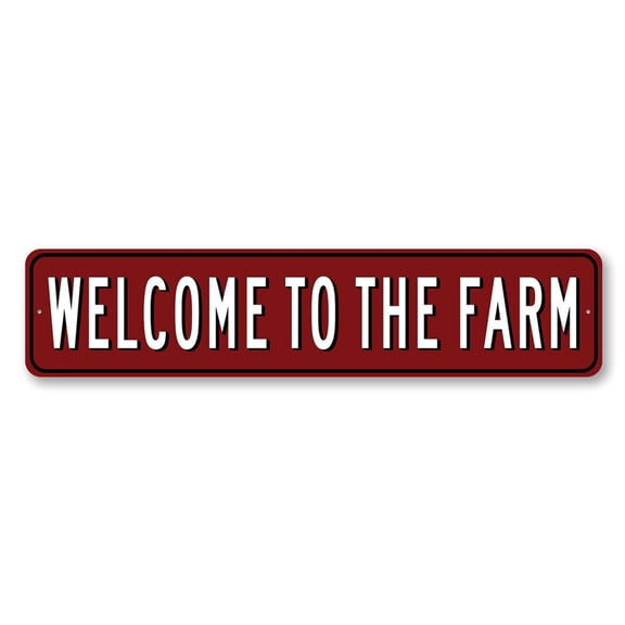 Welcome To The Farm Farmhouse Aluminum Metal Decor Sign - 4x18 inches