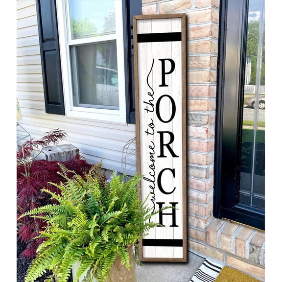 Welcome To The Porch Sign 45"x9" Rustic Farmhouse Wood Frame Outdoor Welcome Sign Tall Vertical Front Door Decor