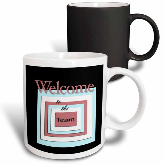 3drose, Welcome to the Team, Coral, Teal, and Black, 11oz Magic Transforming Mug